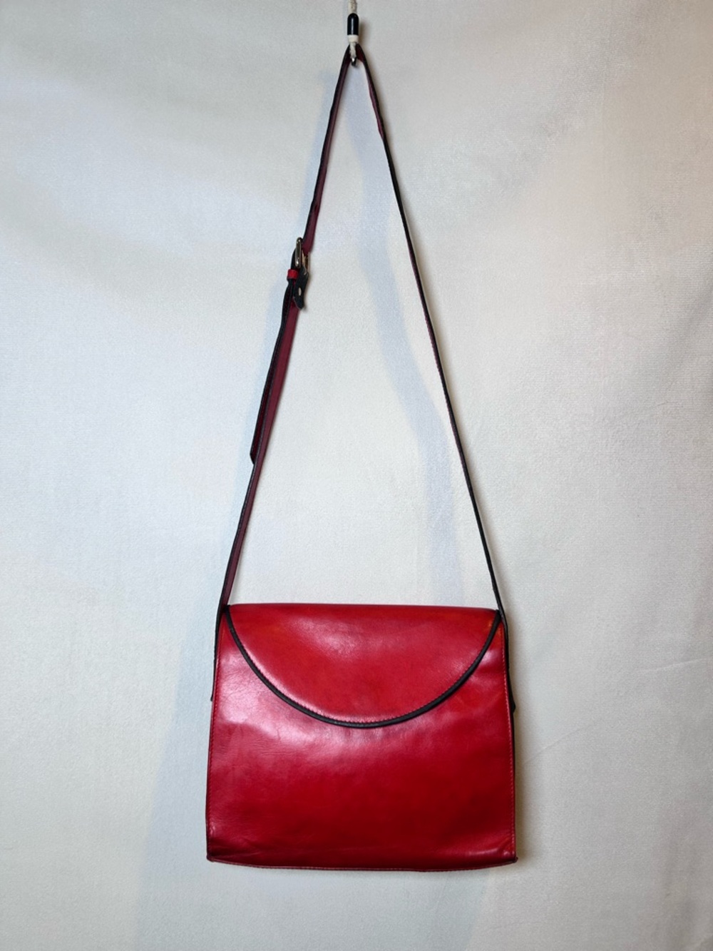 Vintage Escada Made in Italy Red Leather Crossbody Shoulder Bag
